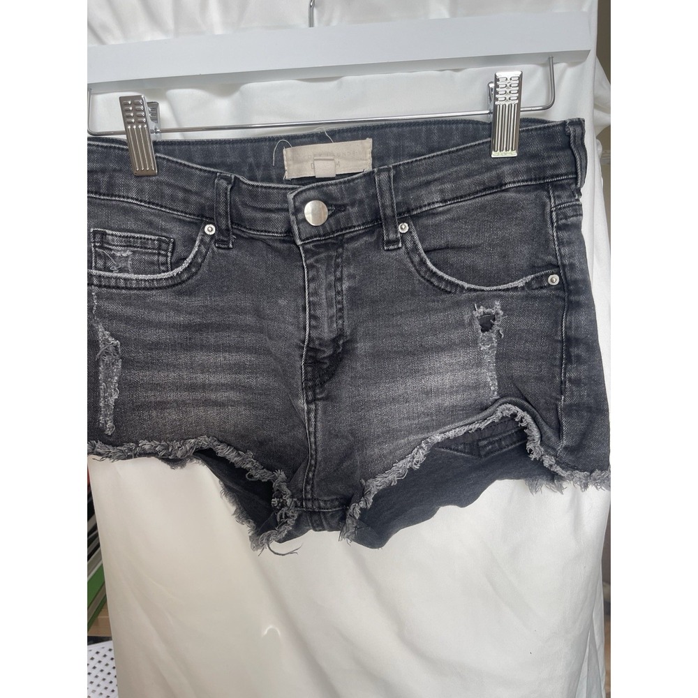 H&M Dirty Laundry Size 3 Cutoff Low Rise Black Distressed Short Jean Shorts